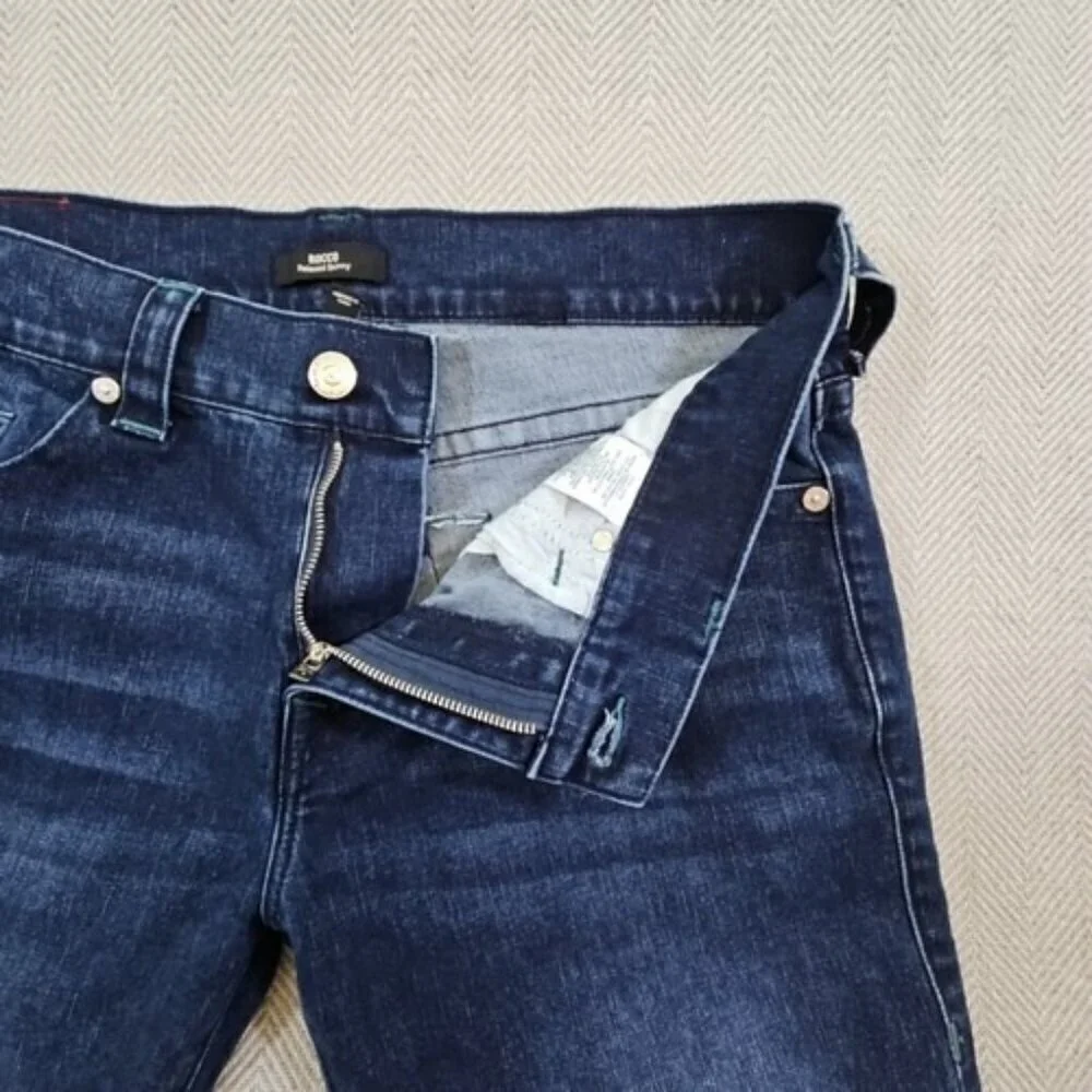 True Religion Jeans Men's 34‎ x 32 Blue Relaxed Denim Green Contrast Stitching